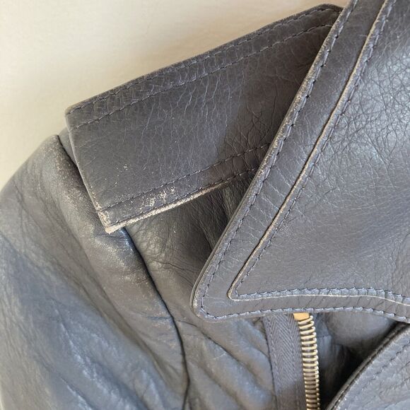 BALENCIAGA Woman's Leather Moto Bike Jacket in Gray, size FR34/XS/US 2 - Picture 16 of 16